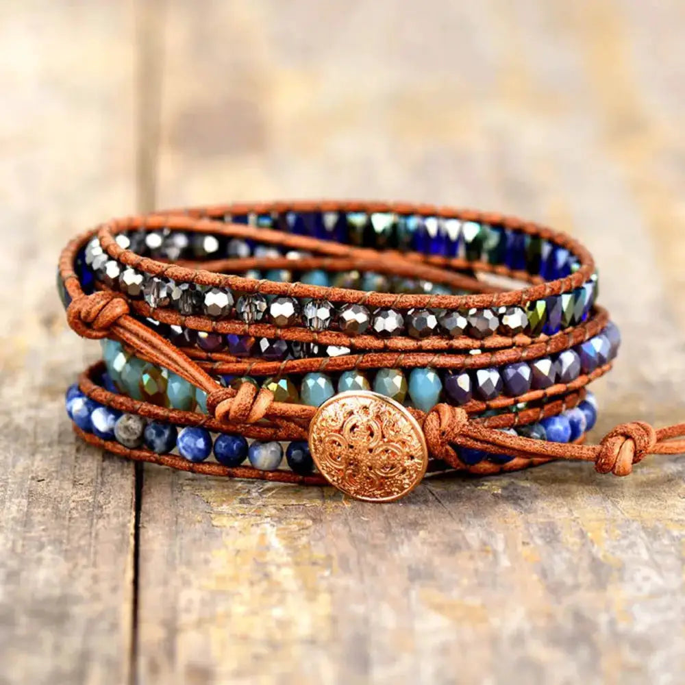 Lapis Lazuli Layered Bracelet by Trendsi