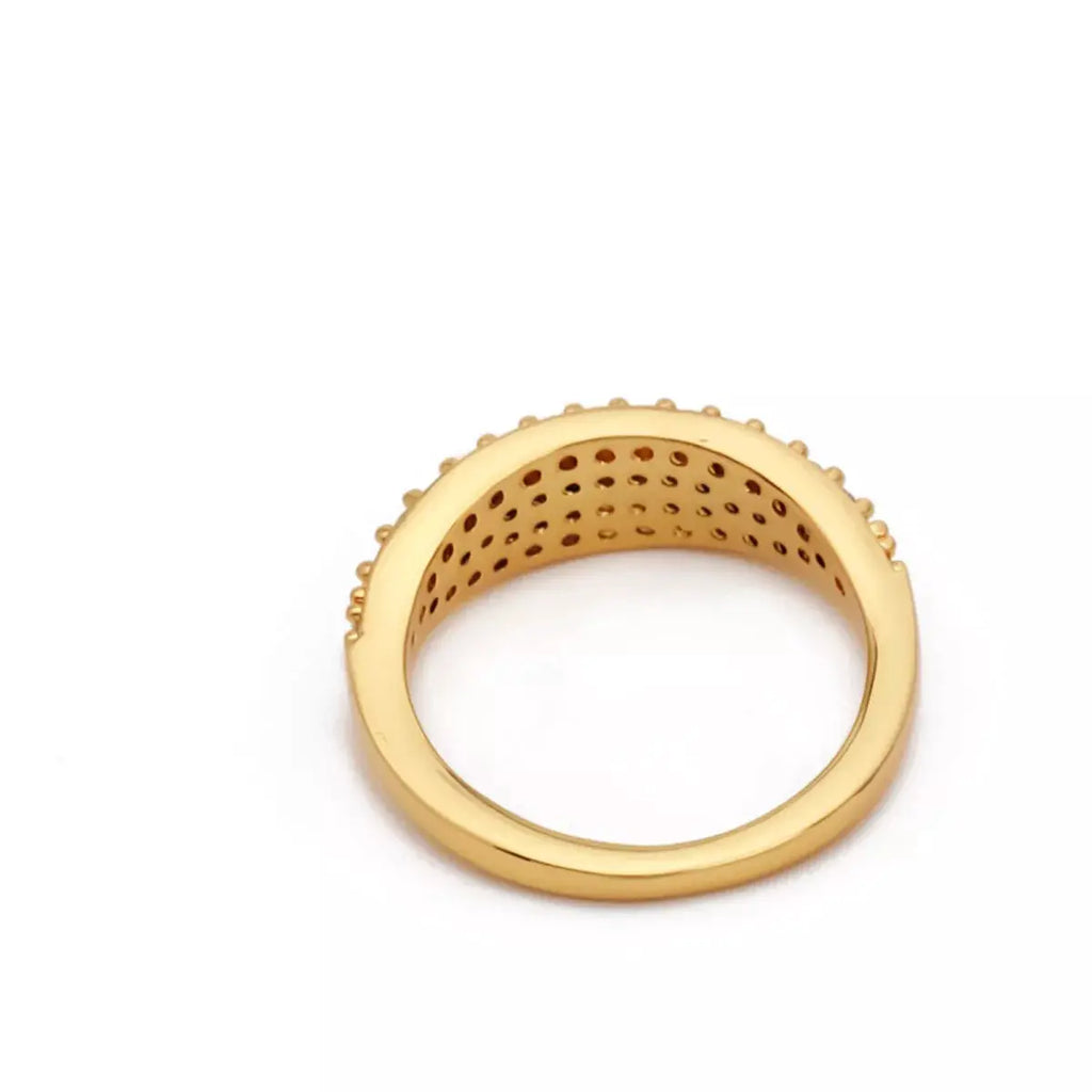 18K Gold-Plated Copper Zircon Round Ring by Trendsi