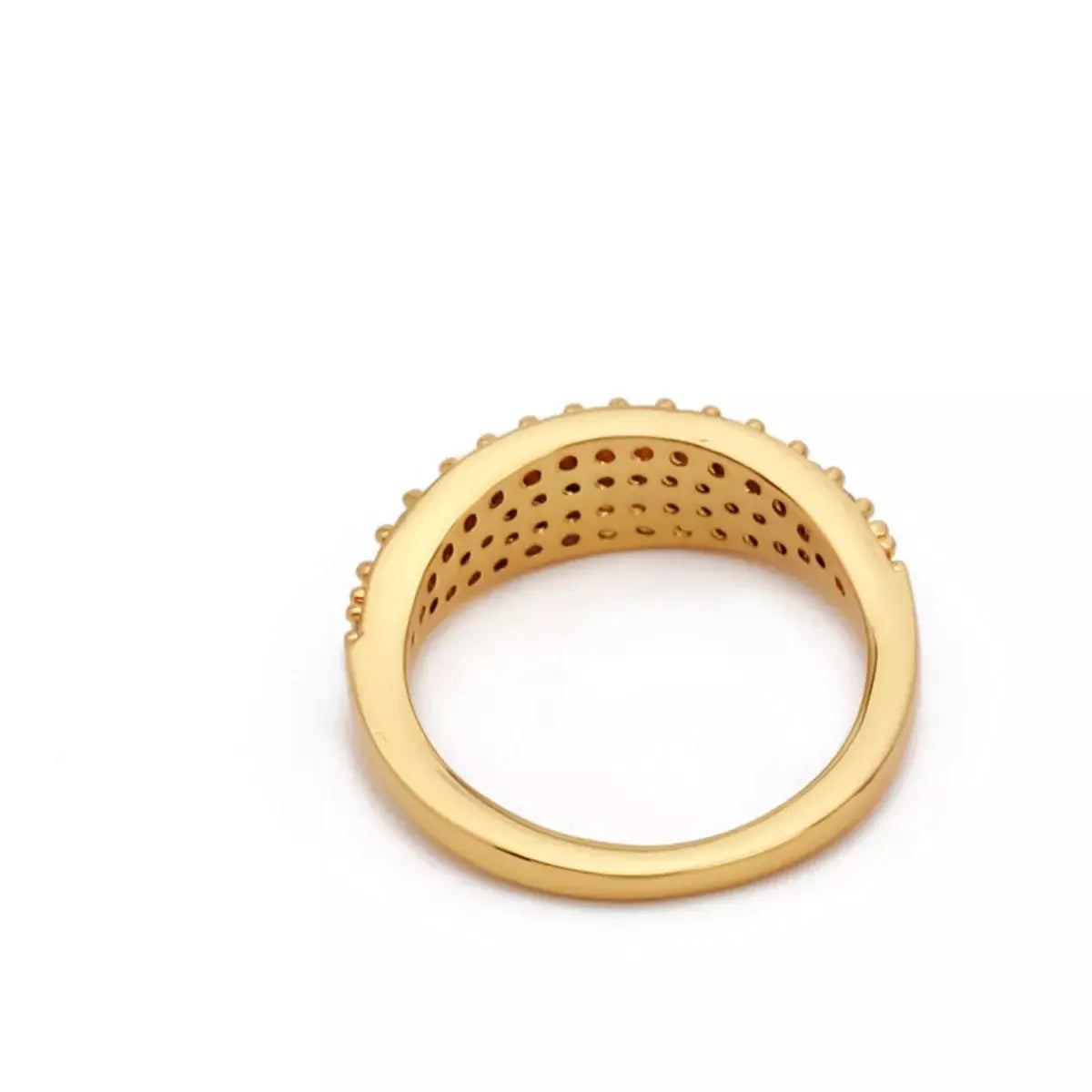 18K Gold-Plated Copper Zircon Round Ring by Trendsi