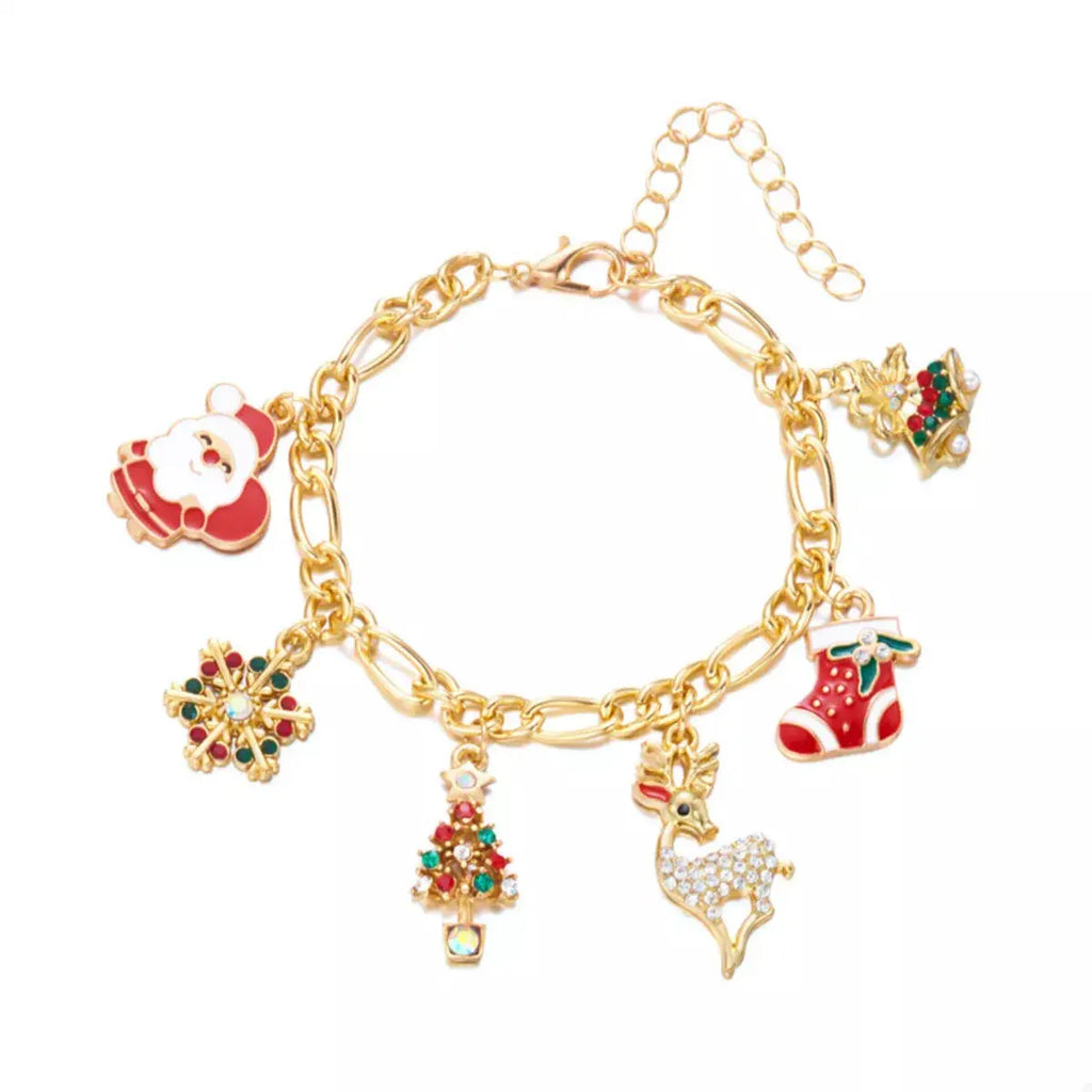 Christmas 18K Gold-Plated Charm Bracelet by Trendsi