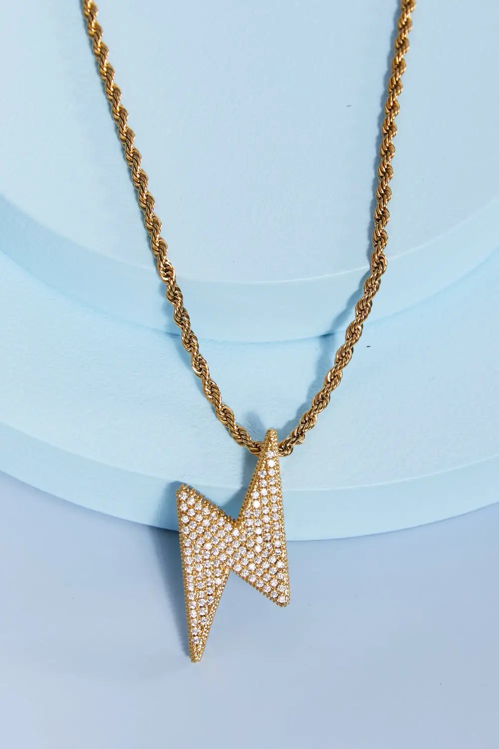 Brass Lightning Pendant Necklace by Trendsi