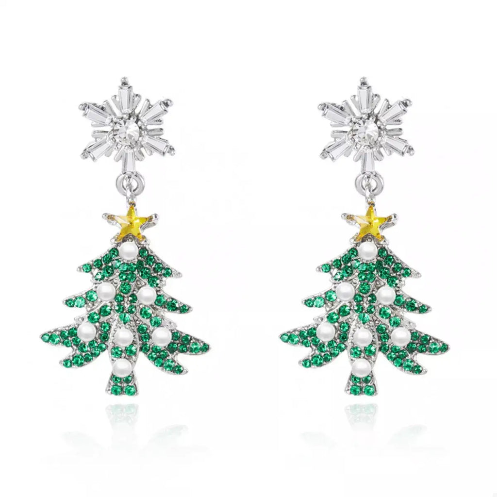 Christmas Tree Snowflake Dangle Earrings by Trendsi