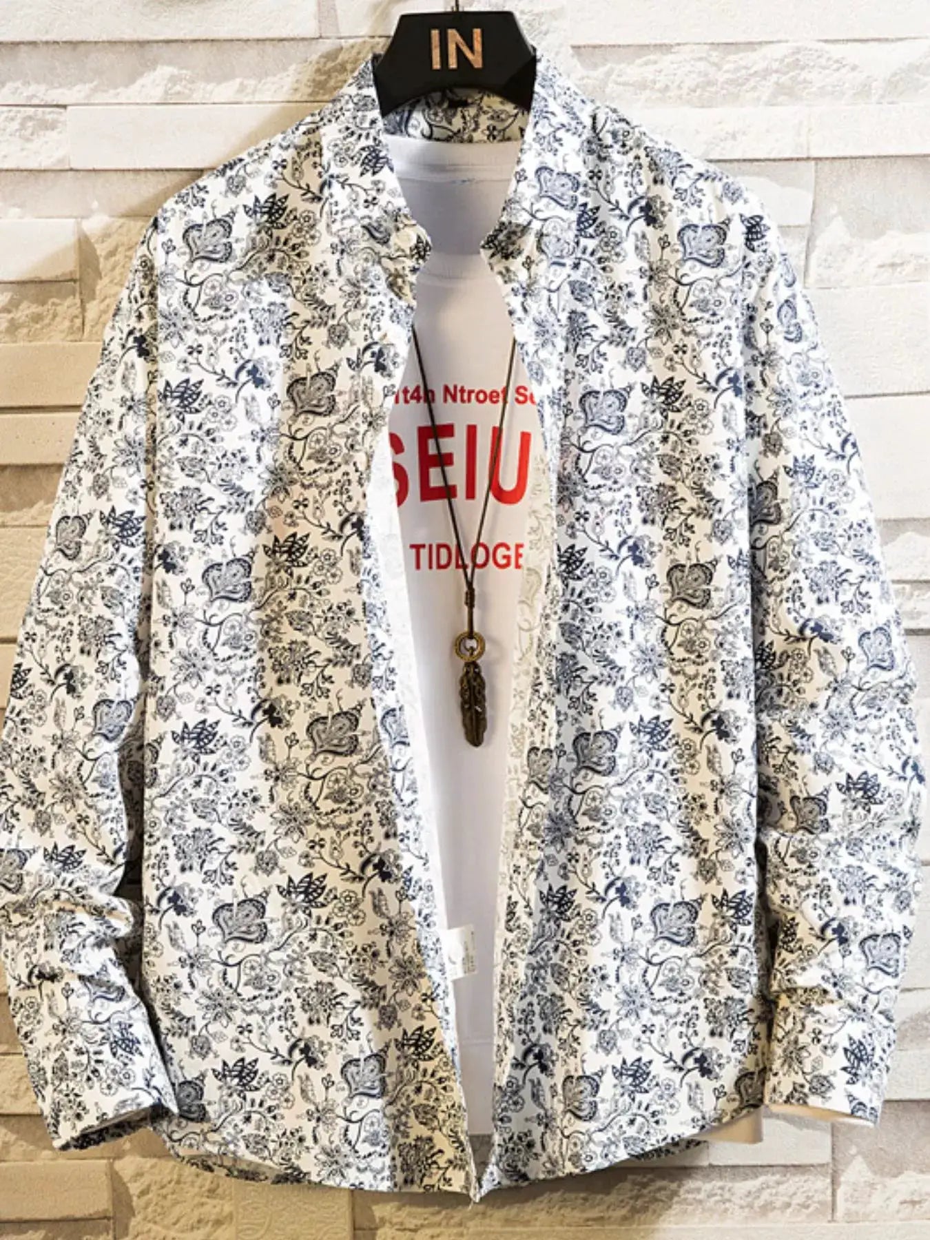 Men's Plus Size Printed Button Up Shirt by Trendsi
