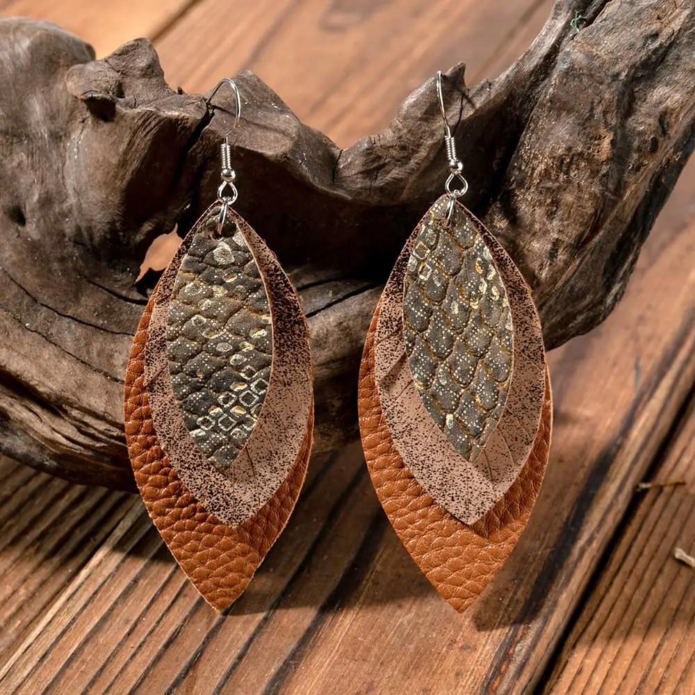 PU Leather Drop Earrings by Trendsi