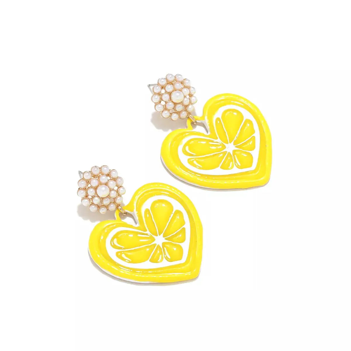 Heart Dangle Earrings with Pearl Accent by Trendsi