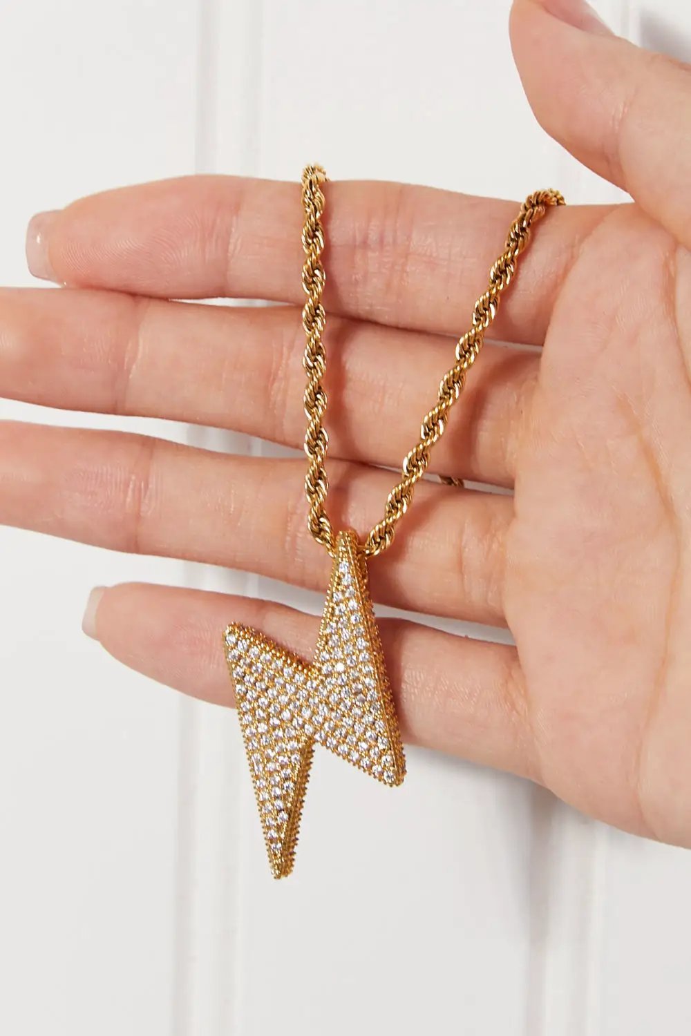 Brass Lightning Pendant Necklace by Trendsi