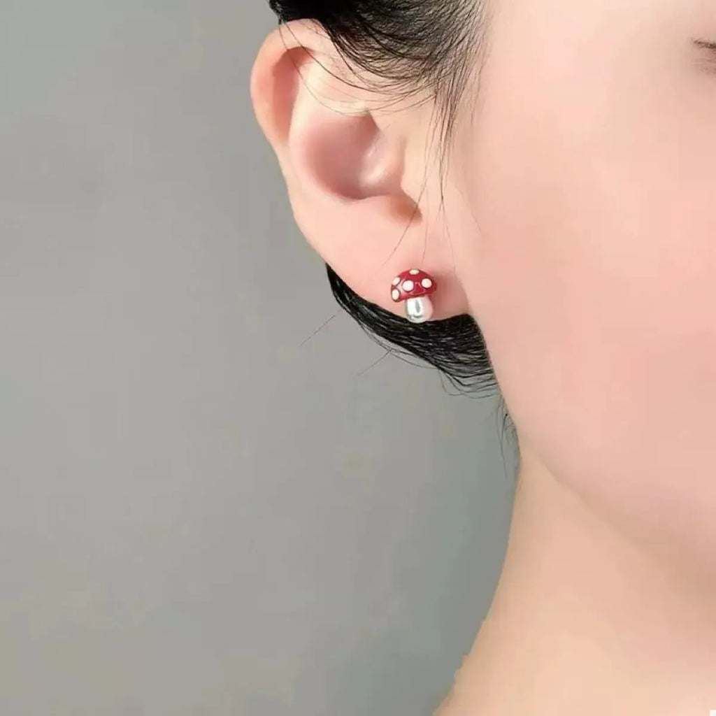 Mushroom Stud Earrings by Trendsi