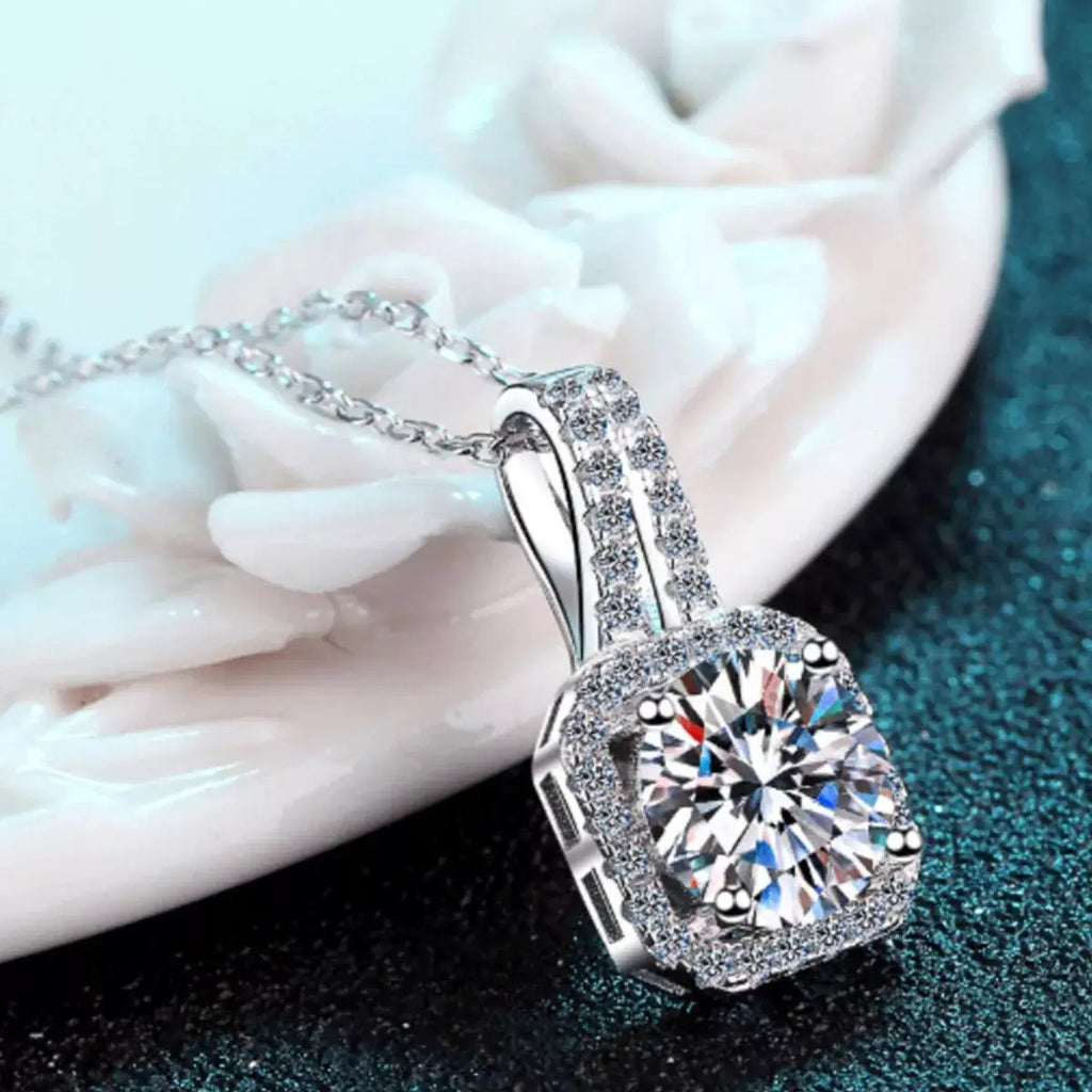 5 Carat Moissanite 925 Sterling Silver Pendant Necklace by Trendsi