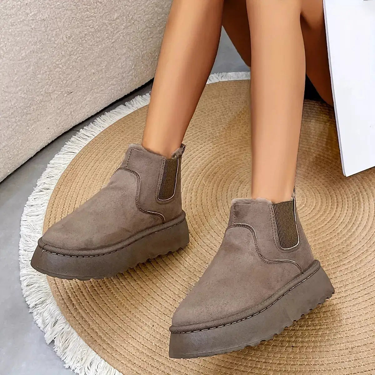 Round Toe Platform Boots by Trendsi