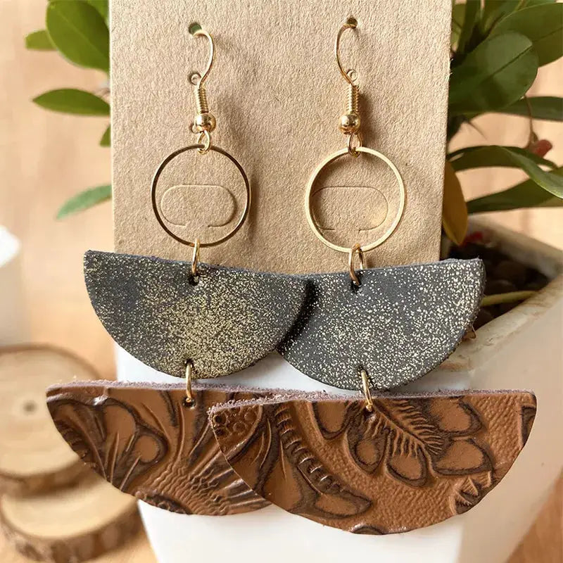 PU Semicircle Drop Earrings by Trendsi