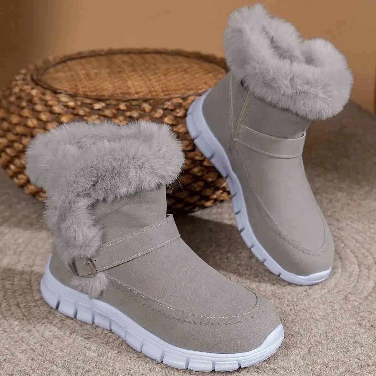 Round Toe Platform Buckle Boots by Trendsi