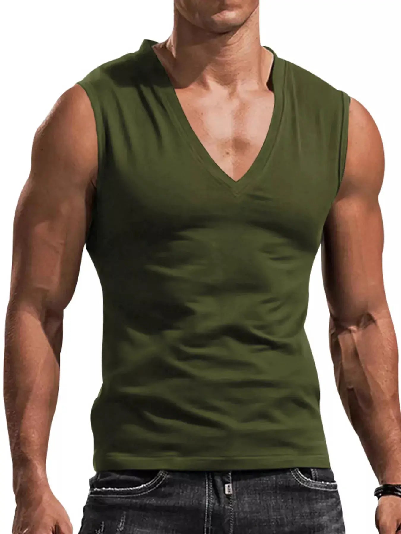 Men's Full Size V-Neck Tank Top Plus Size by Trendsi