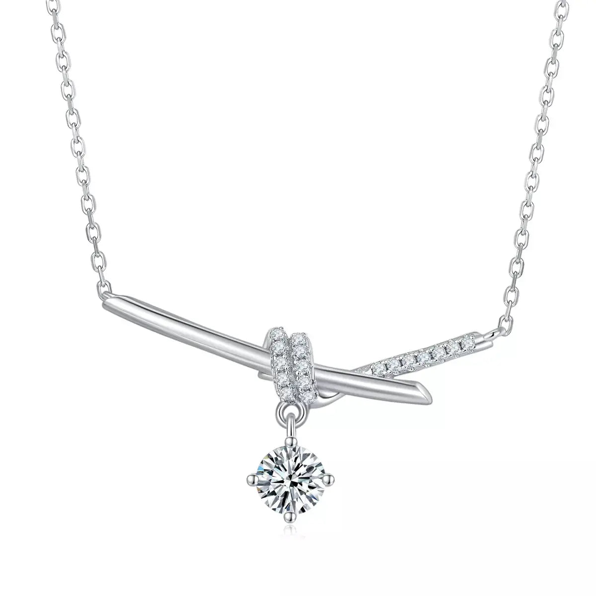 1 Carat Moissanite 925 Sterling Silver Pendant Necklace by Trendsi