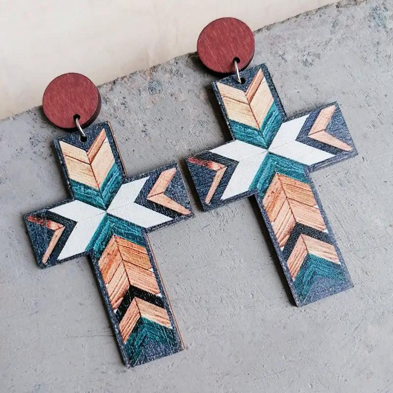 Cross Drop Earrings by Trendsi