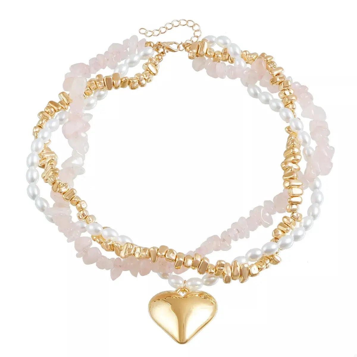 Three-Layered Heart Pendant Necklace by Trendsi
