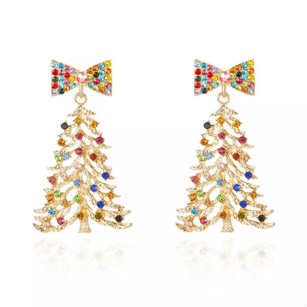Christmas Tree Bow Drop Earrings by Trendsi