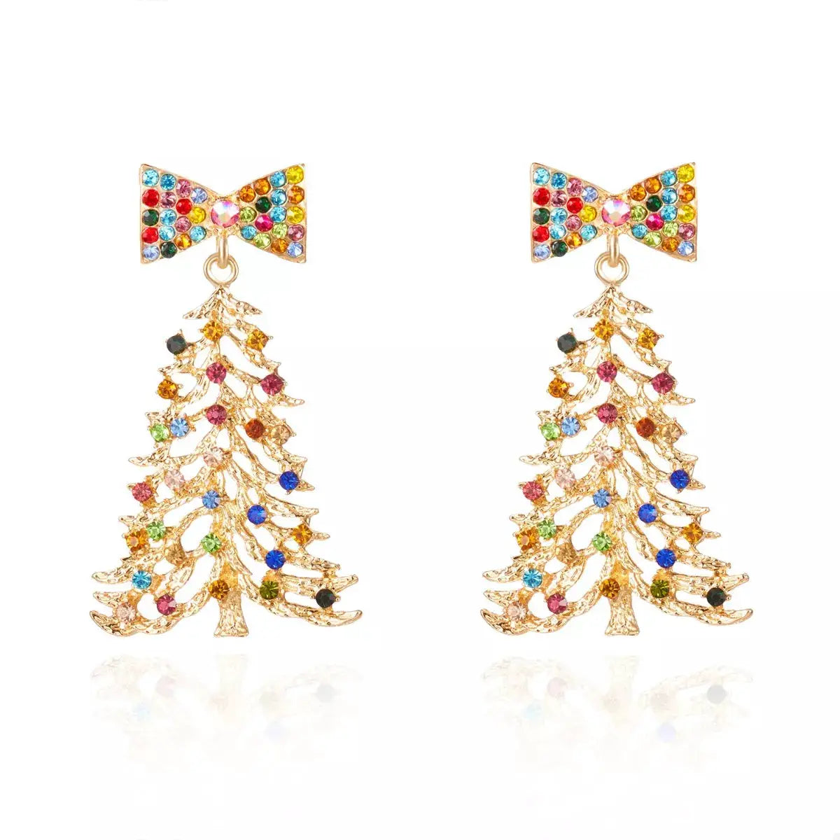 Christmas Tree Bow Drop Earrings by Trendsi