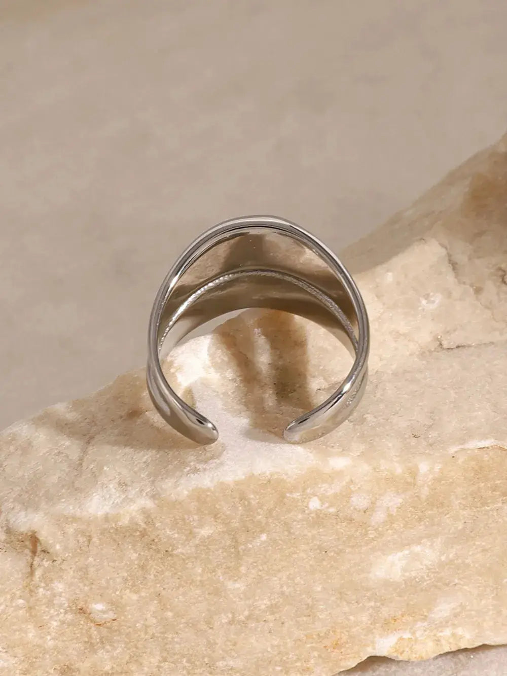 Stainless Steel Double-Layered Ring by Trendsi