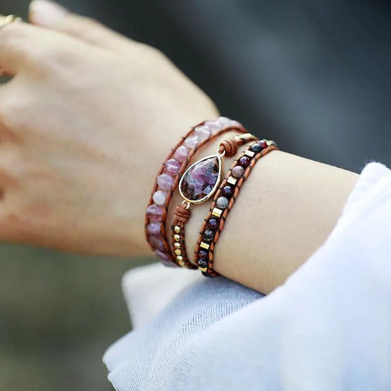 Natural Stone Layered Bracelet by Trendsi