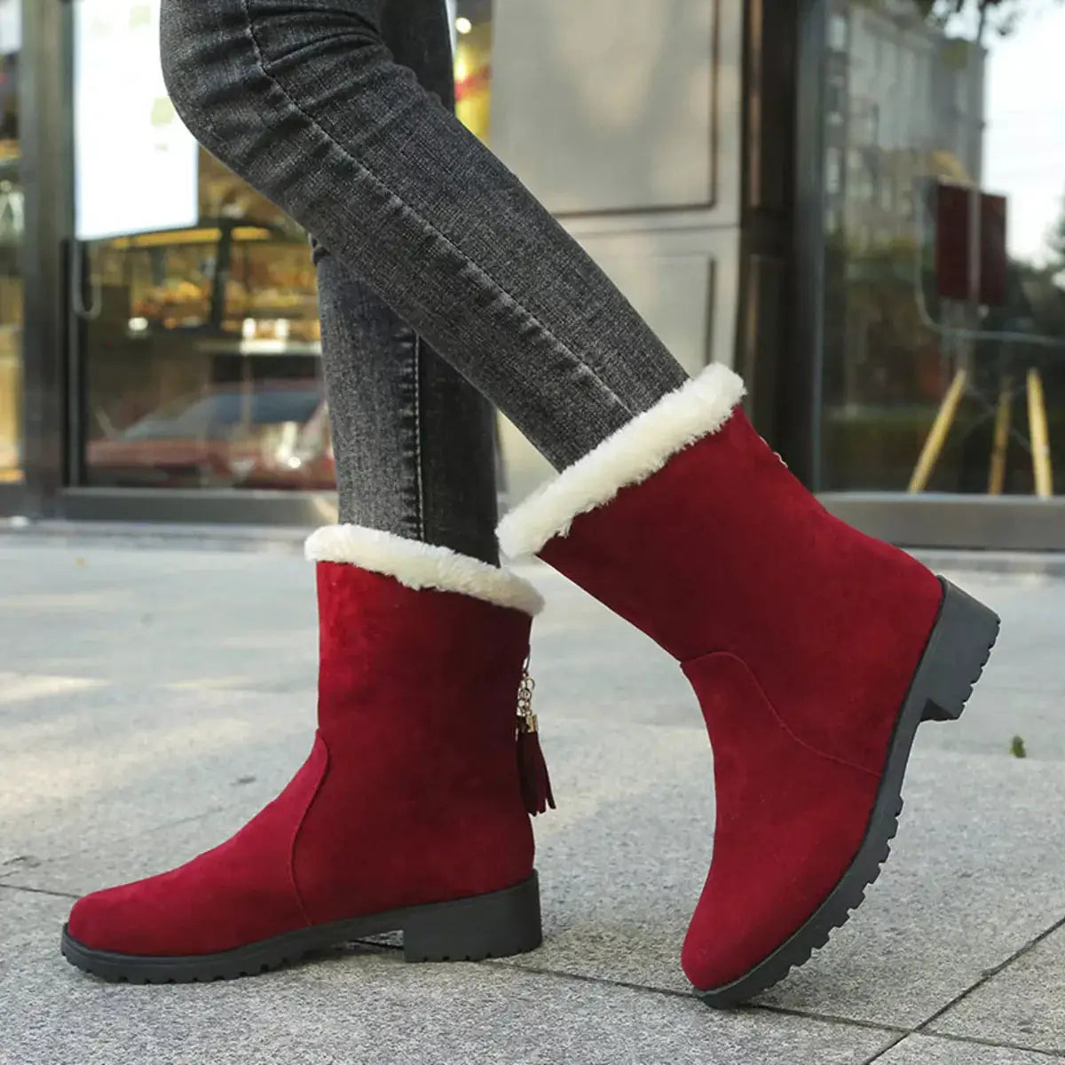 Round Toe Plush Lined Boots by Trendsi
