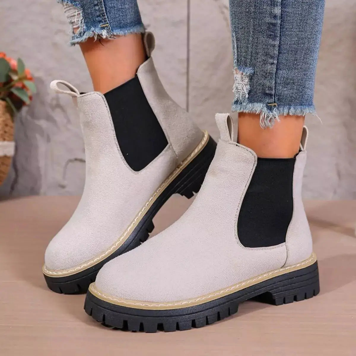 Round Toe Platform Boots by Trendsi