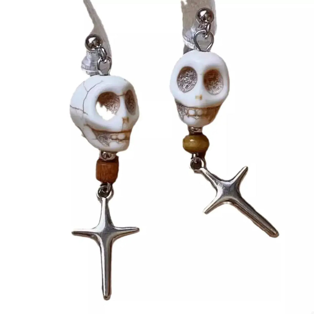 Skull Cross Drop Earrings by Trendsi