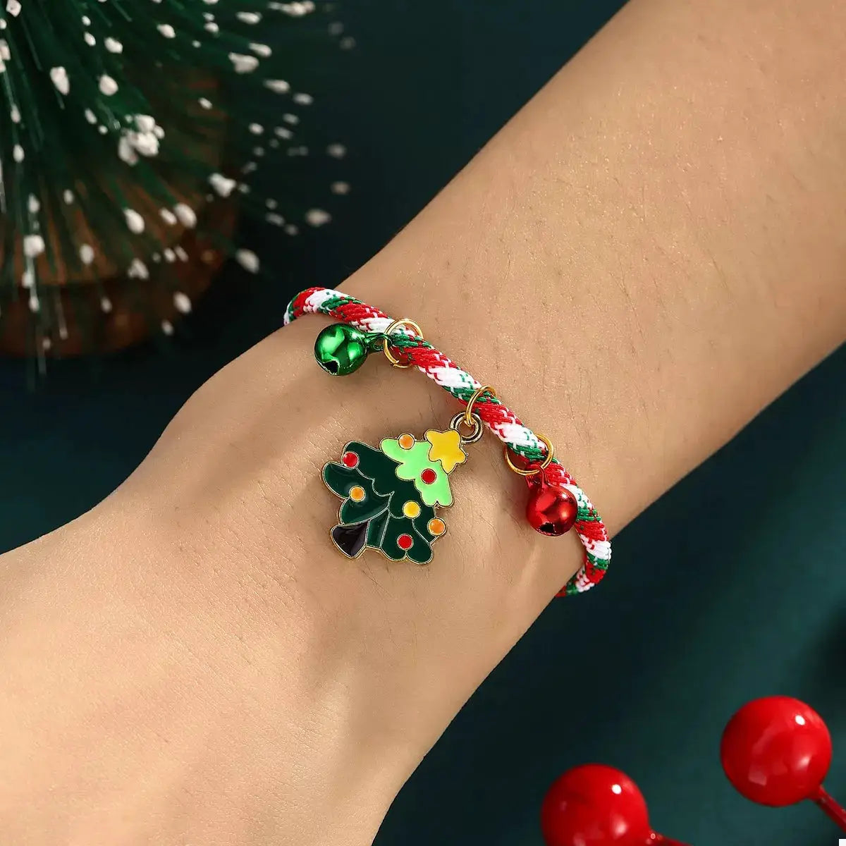 Christmas Charm Braided Rope Bracelet by Trendsi