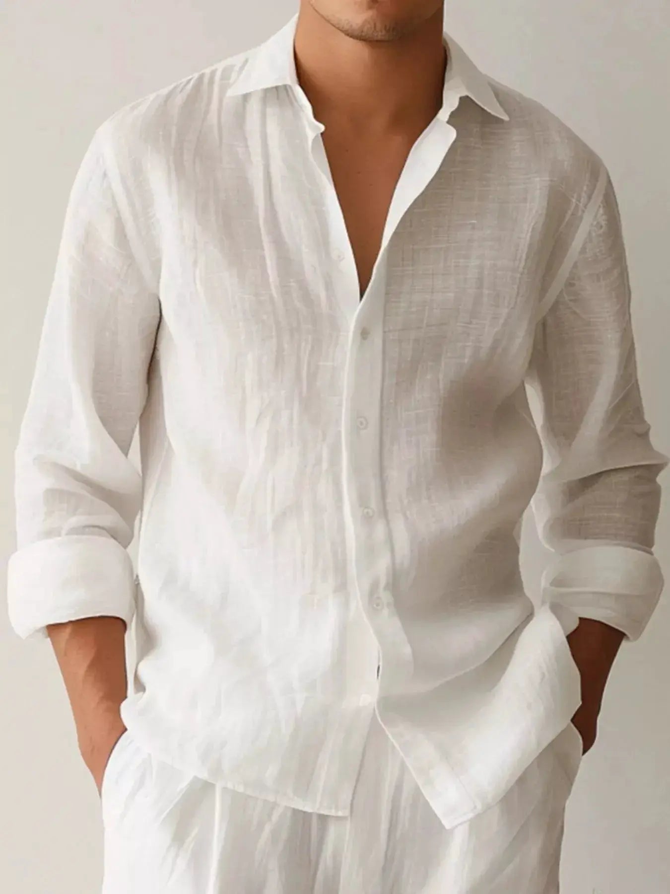 Men's Full Size Button Up Long Sleeve Shirt Plus Size by Trendsi