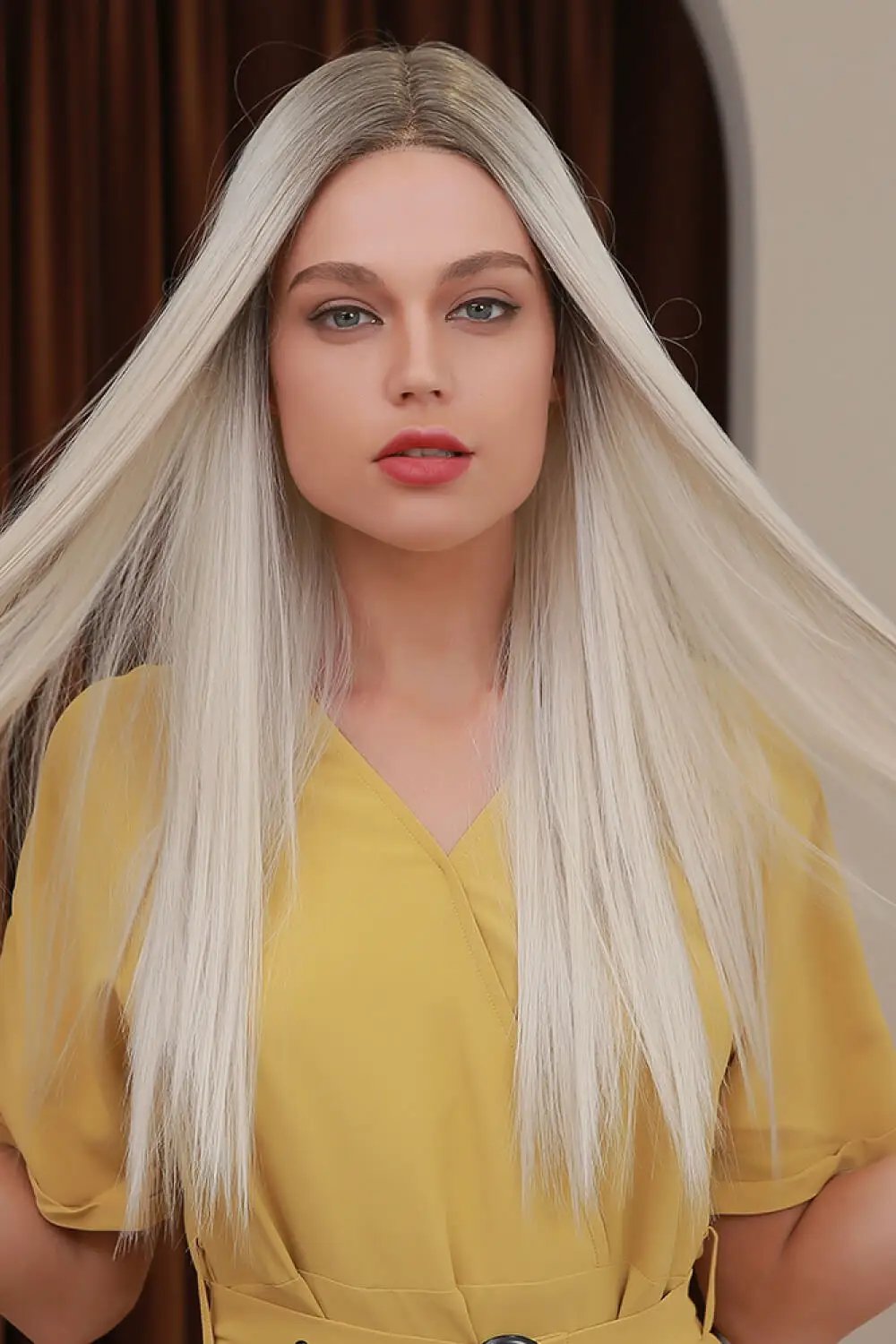 13*2" Lace Front Wigs Synthetic Long Straight 26" Heat Safe 150% Density by Trendsi
