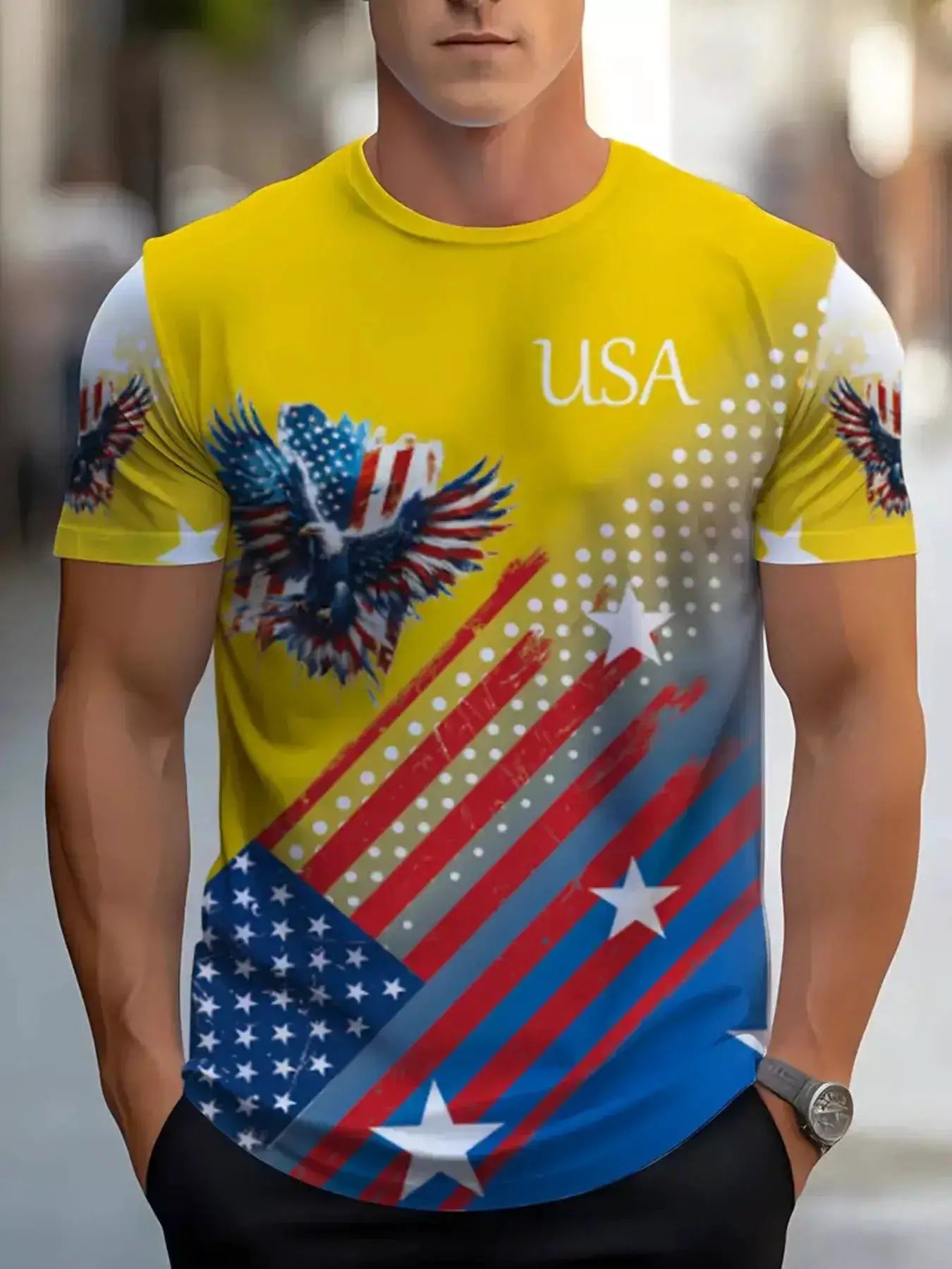 Men's Full Size Patriotic Eagle USA Graphic T-Shirt Plus Size by Trendsi