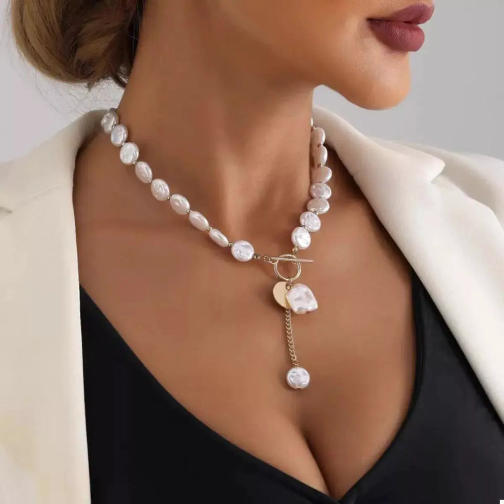 18K Gold-Plated Pearl Drop Necklace by Trendsi