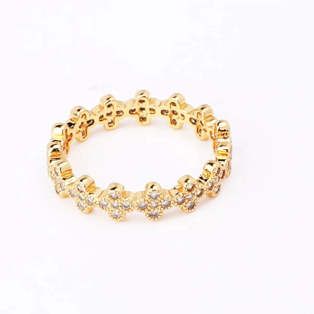 18K Gold-Plated Zircon Ring by Trendsi