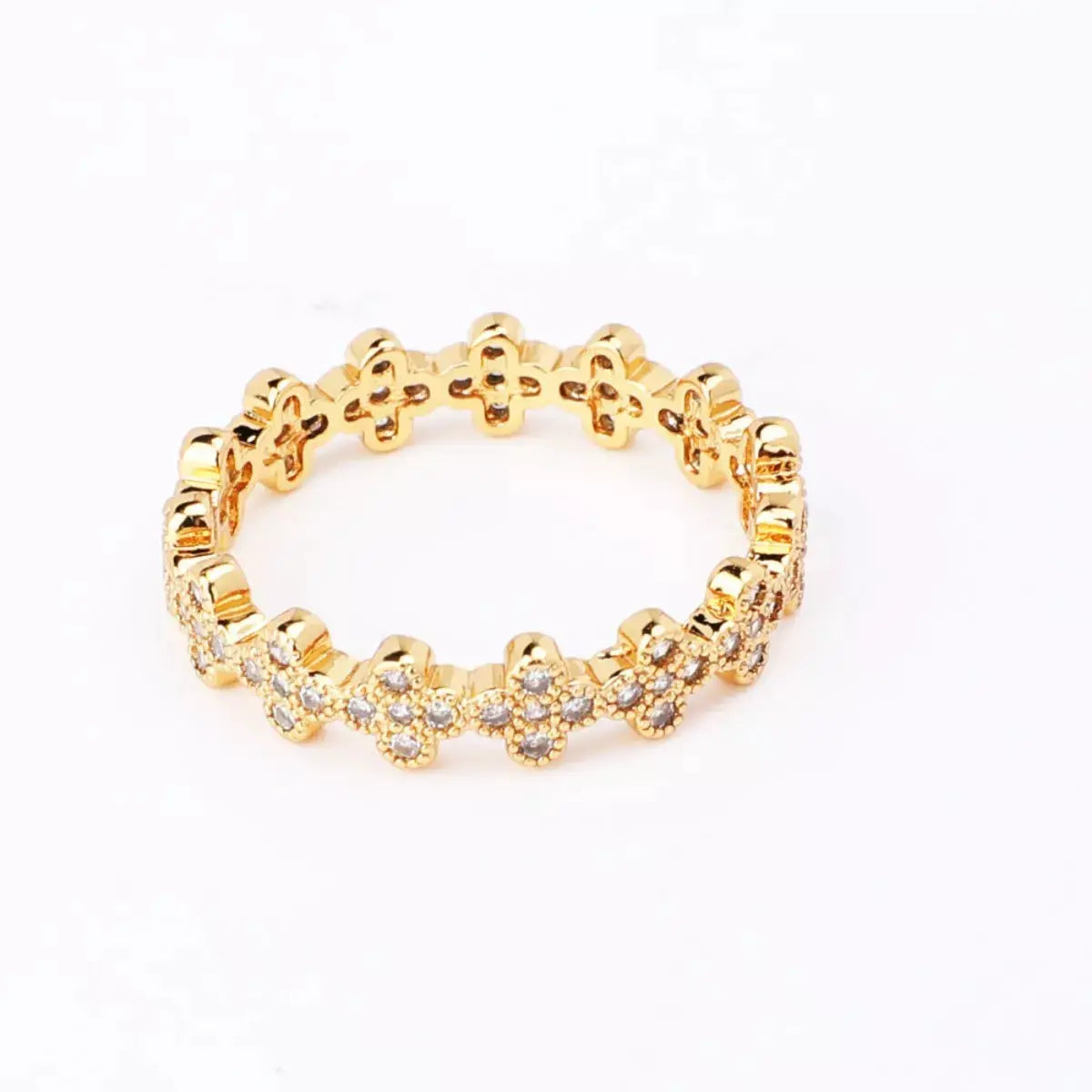 18K Gold-Plated Zircon Ring by Trendsi