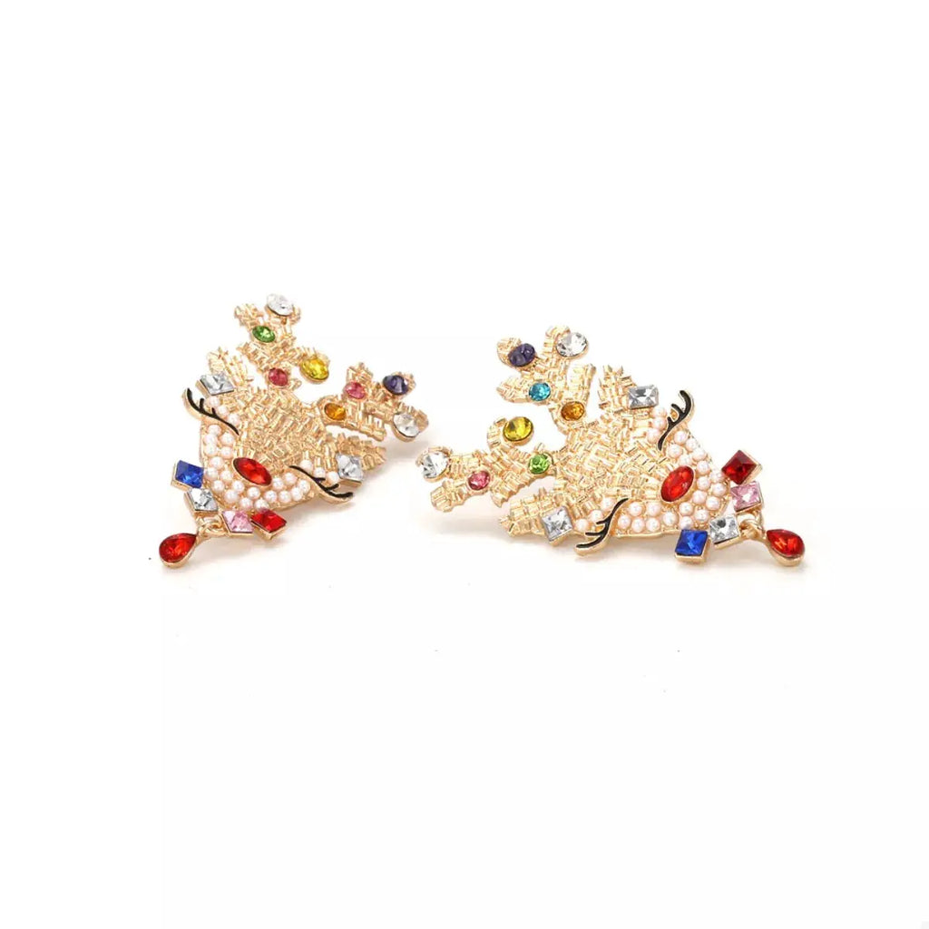 Christmas Reindeer Rhinestone Earrings by Trendsi