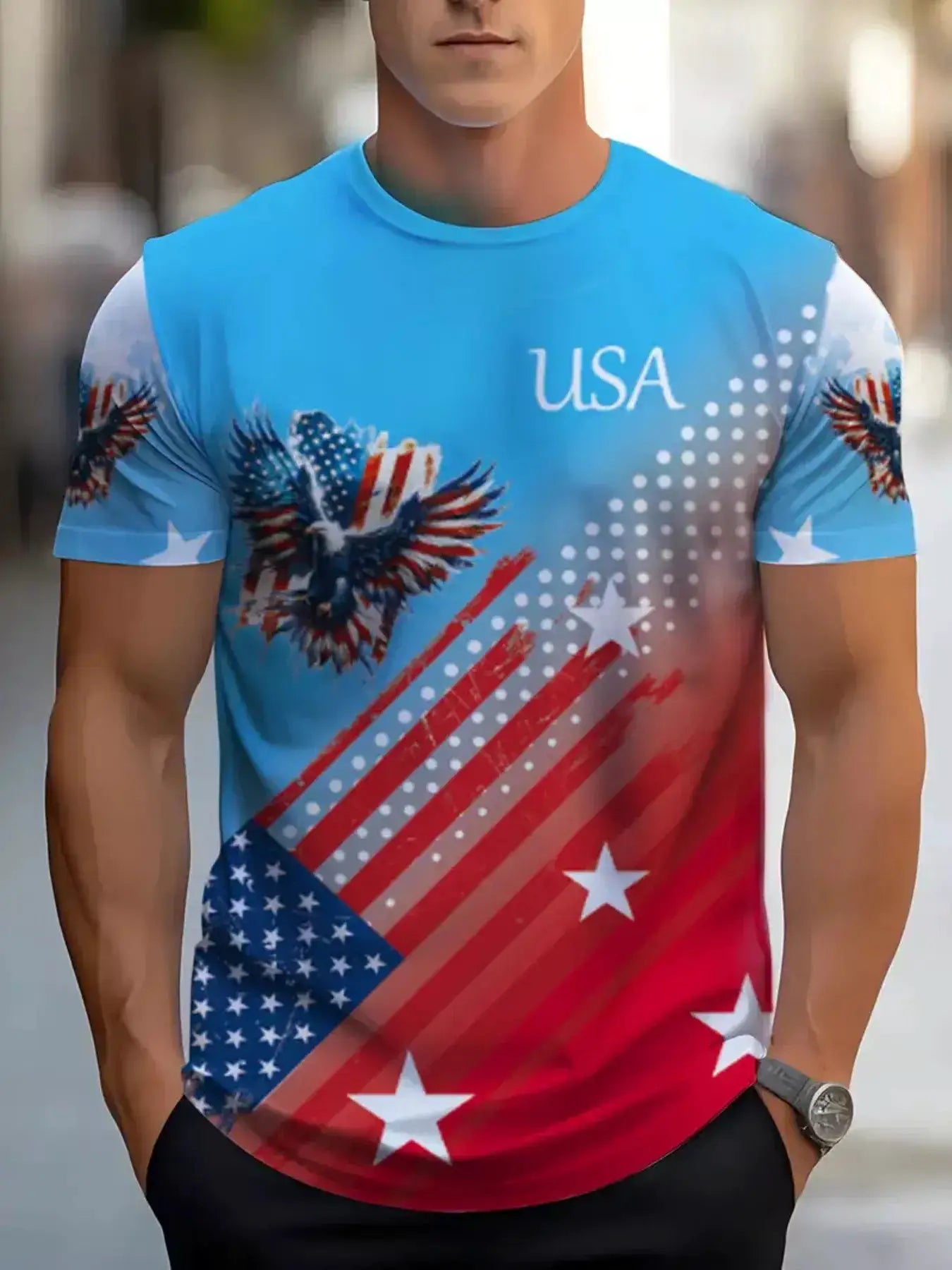 Men's Full Size Patriotic Eagle USA Graphic T-Shirt Plus Size by Trendsi