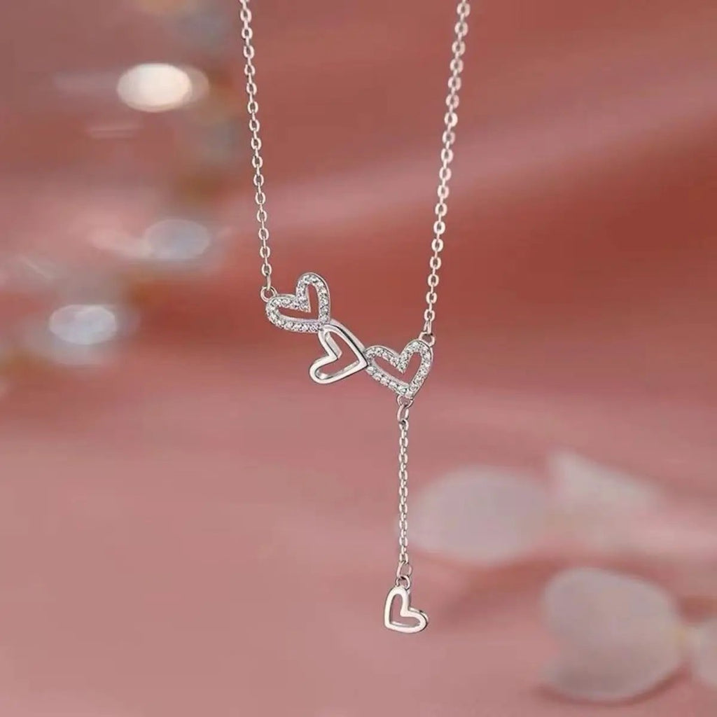 925 Sterling Silver Heart Y-Necklace by Trendsi