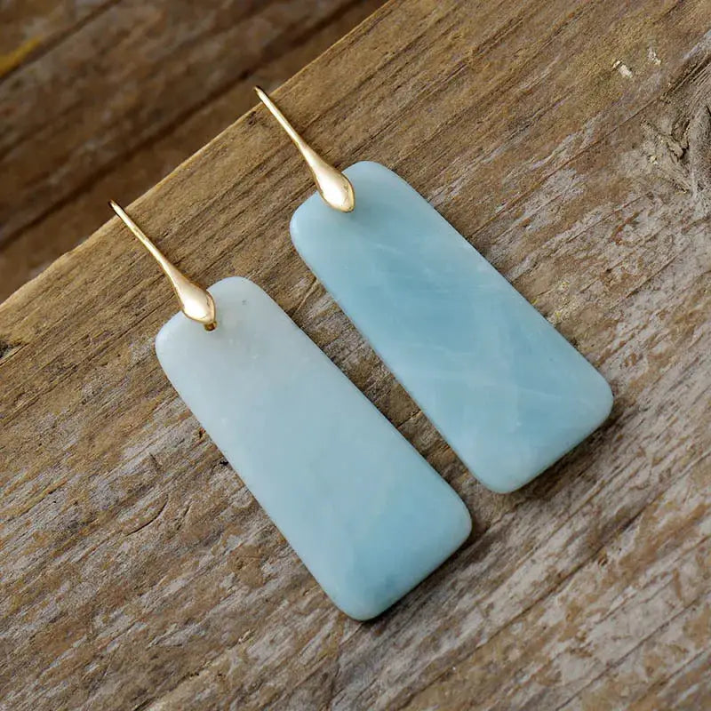 Natural Stone Geometric Shape Earrings by Trendsi
