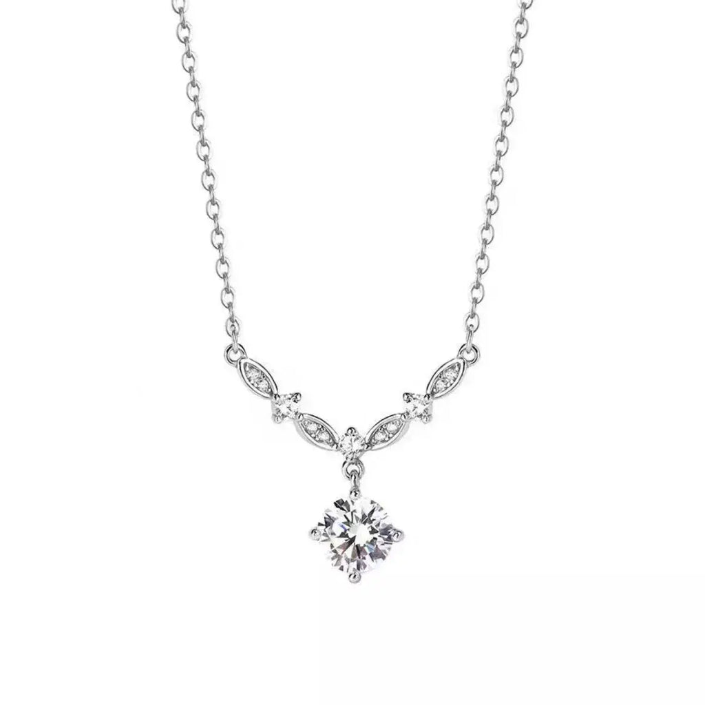 925 Sterling Silver Zircon Pendant Necklace by Trendsi
