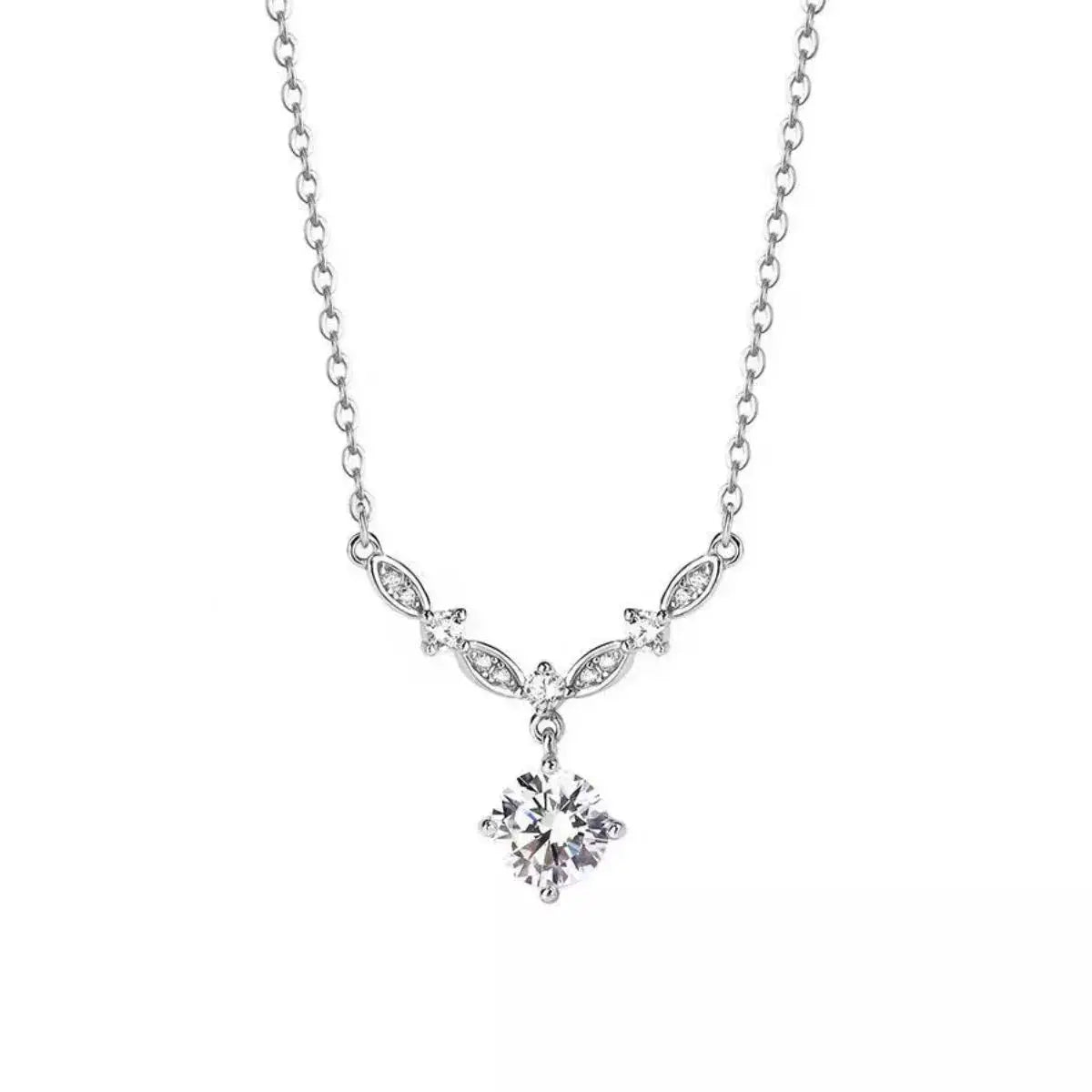 925 Sterling Silver Zircon Pendant Necklace by Trendsi