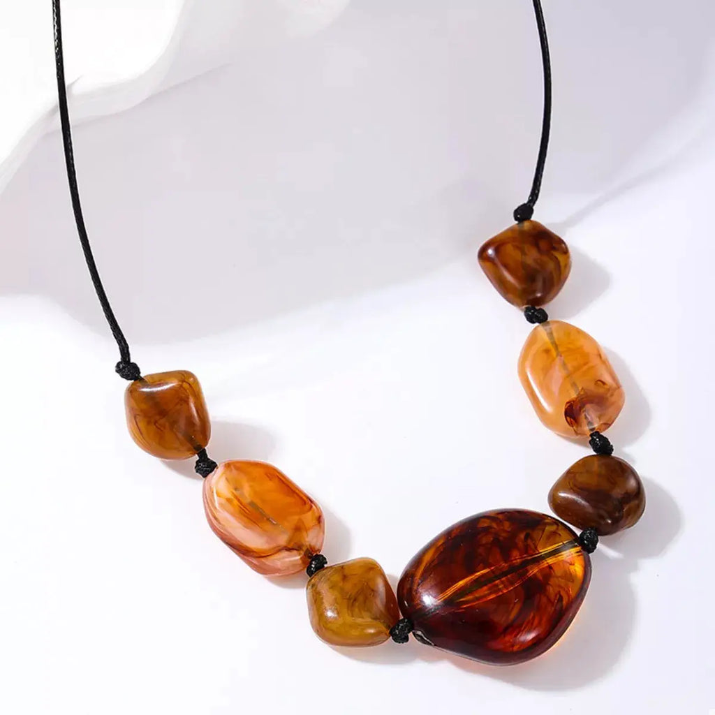 Acrylic Beaded Statement Necklace by Trendsi