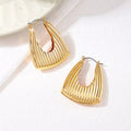 18K Gold-Plated Alloy Ribbed Triangular Hoop Earrings by Trendsi
