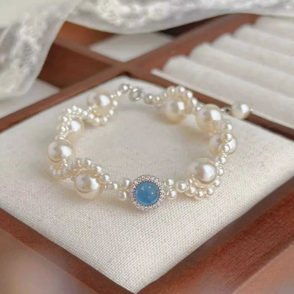 Pearl 925 Sterling Silver Zircon Bracelet by Trendsi