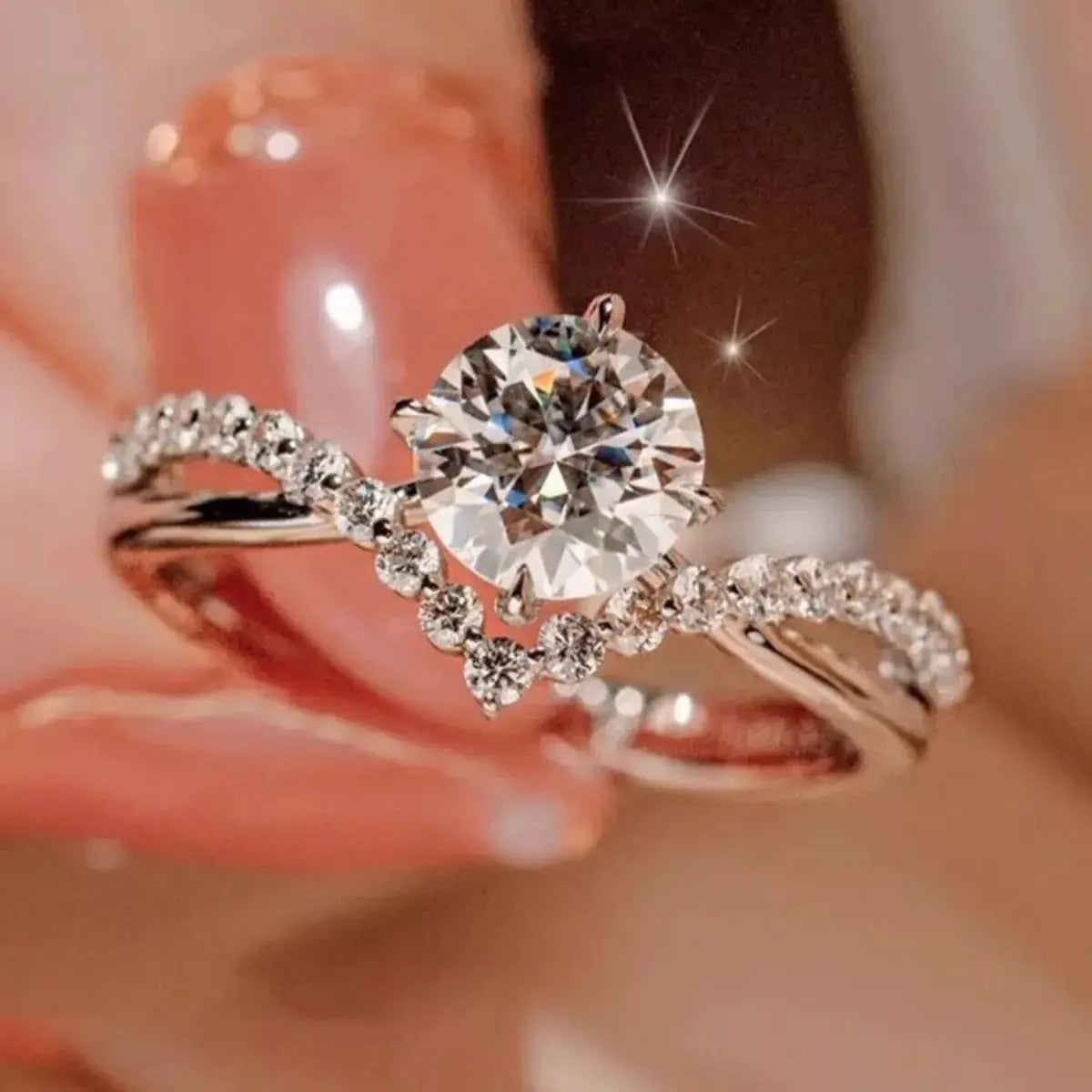 Moissanite 925 Sterling Silver Ring by Trendsi