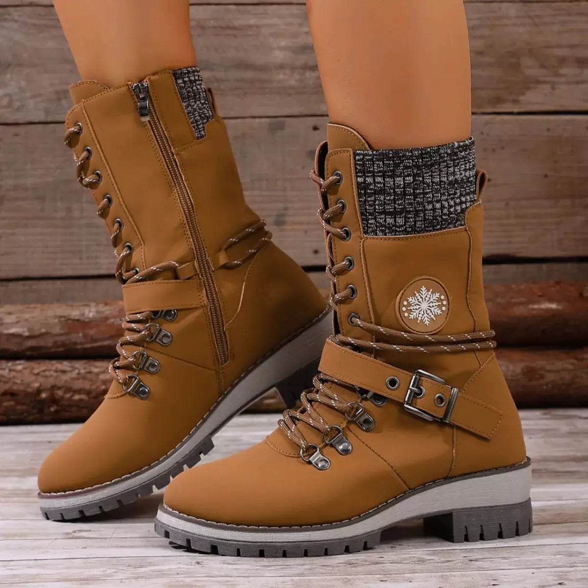 Lace-Up Ankle Combat Boots by Trendsi