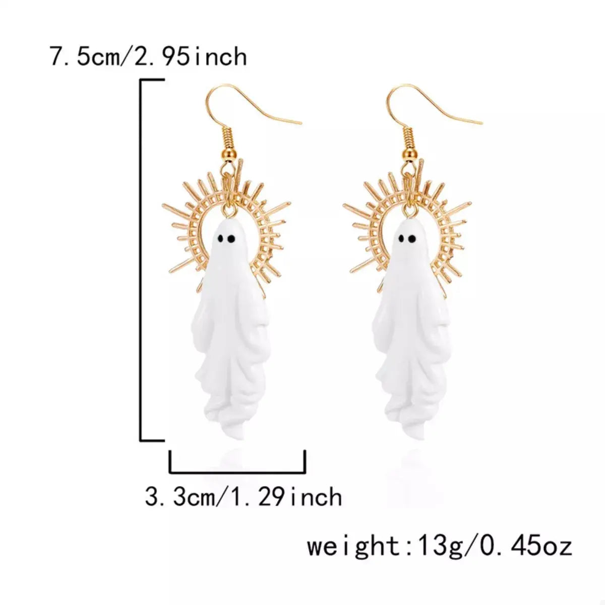 Halloween Sunburst Ghost Drop Earrings by Trendsi