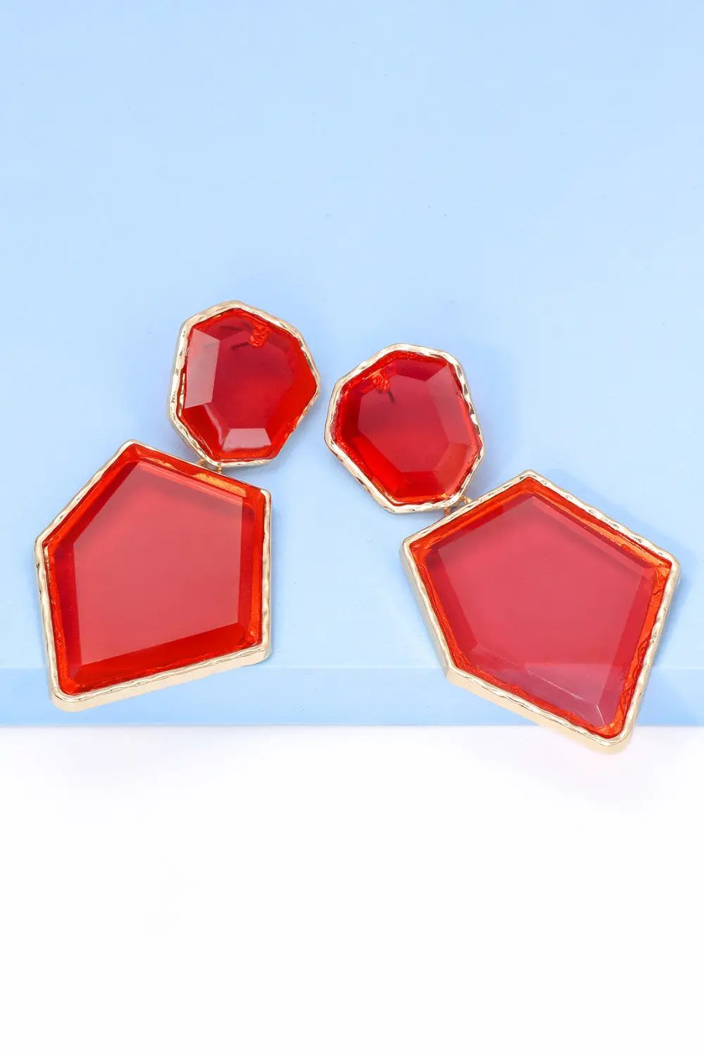 Geometrical Shape Zinc Alloy Frame Resin Dangle Earrings by Trendsi