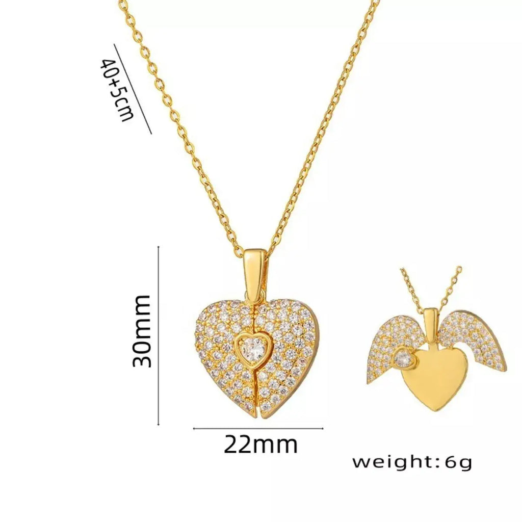 18K Gold-Plated Heart Locket Necklace by Trendsi