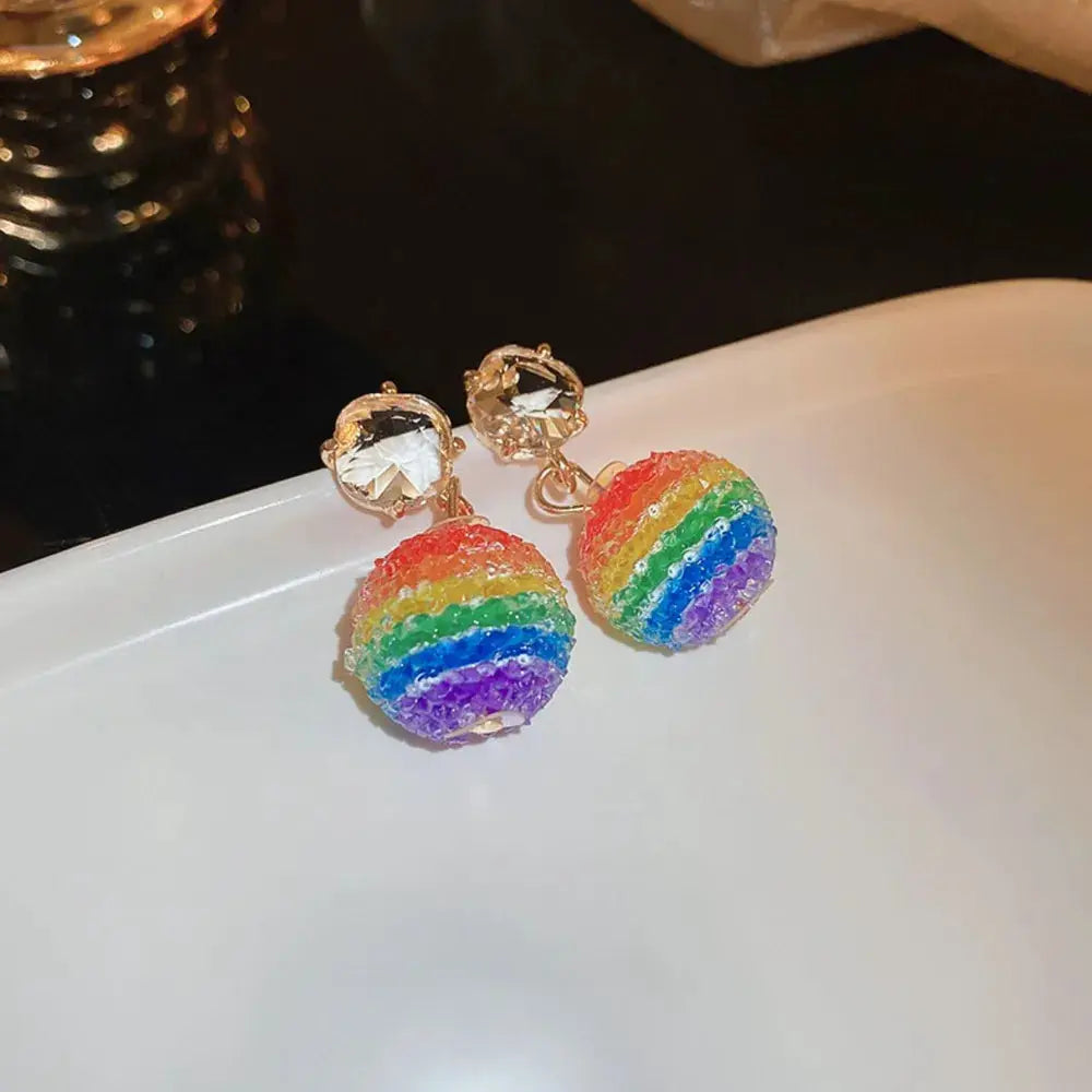 Contrast Crystal Bead Earrings by Trendsi