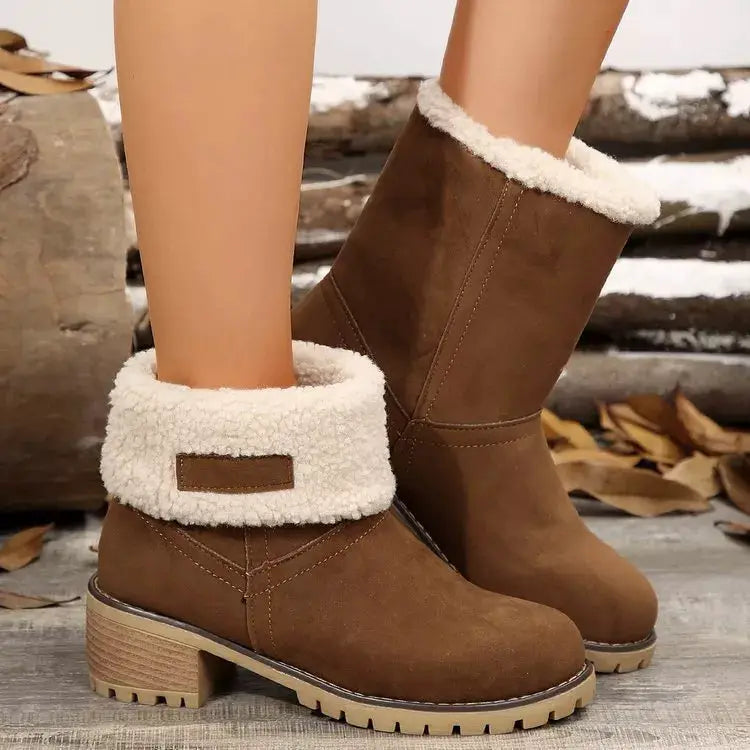 Round Toe Block Heels Boots by Trendsi