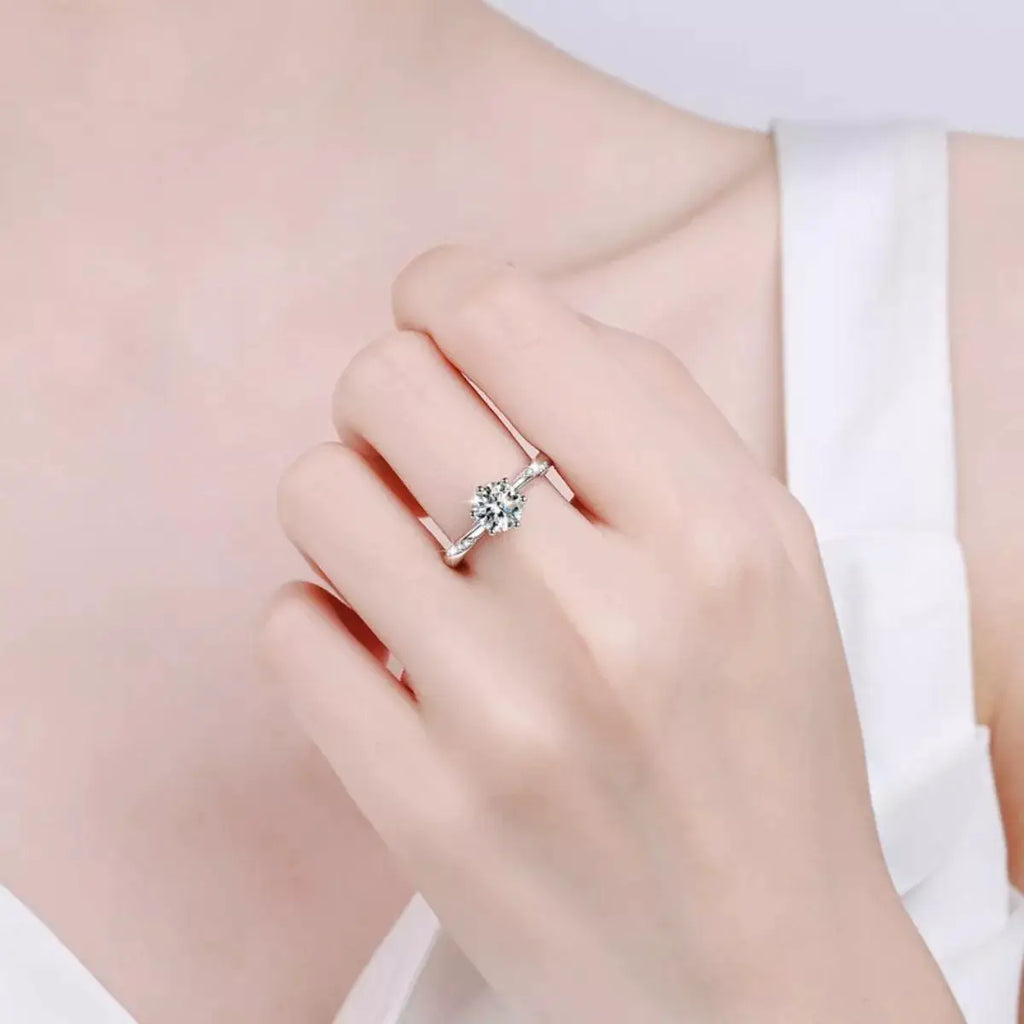 1 Carat Moissanite 925 Sterling Silver Ring by Trendsi